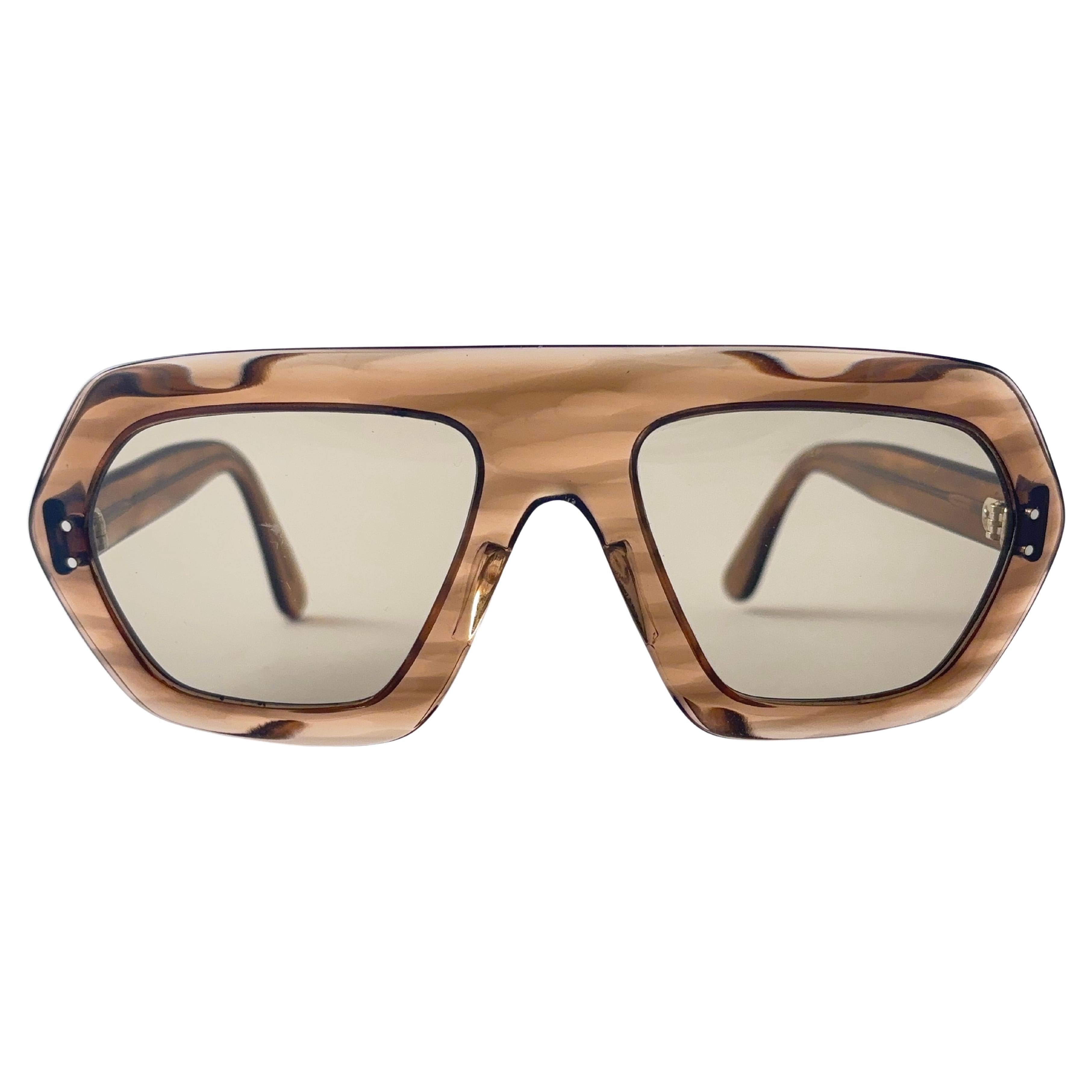 Vintage Swank Máscara Toffee Translúcida Años 70 Gafas de sol Made In France en venta