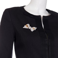 Vintage Swarovski 22k Gold Plated Crystal Bow Brooch w Swan Mark