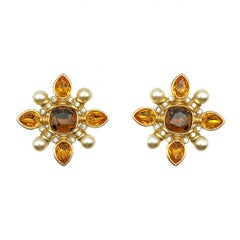 Louis Vuitton Orange Swarovski Crystal 1001 Nuits Clip-On Earrings