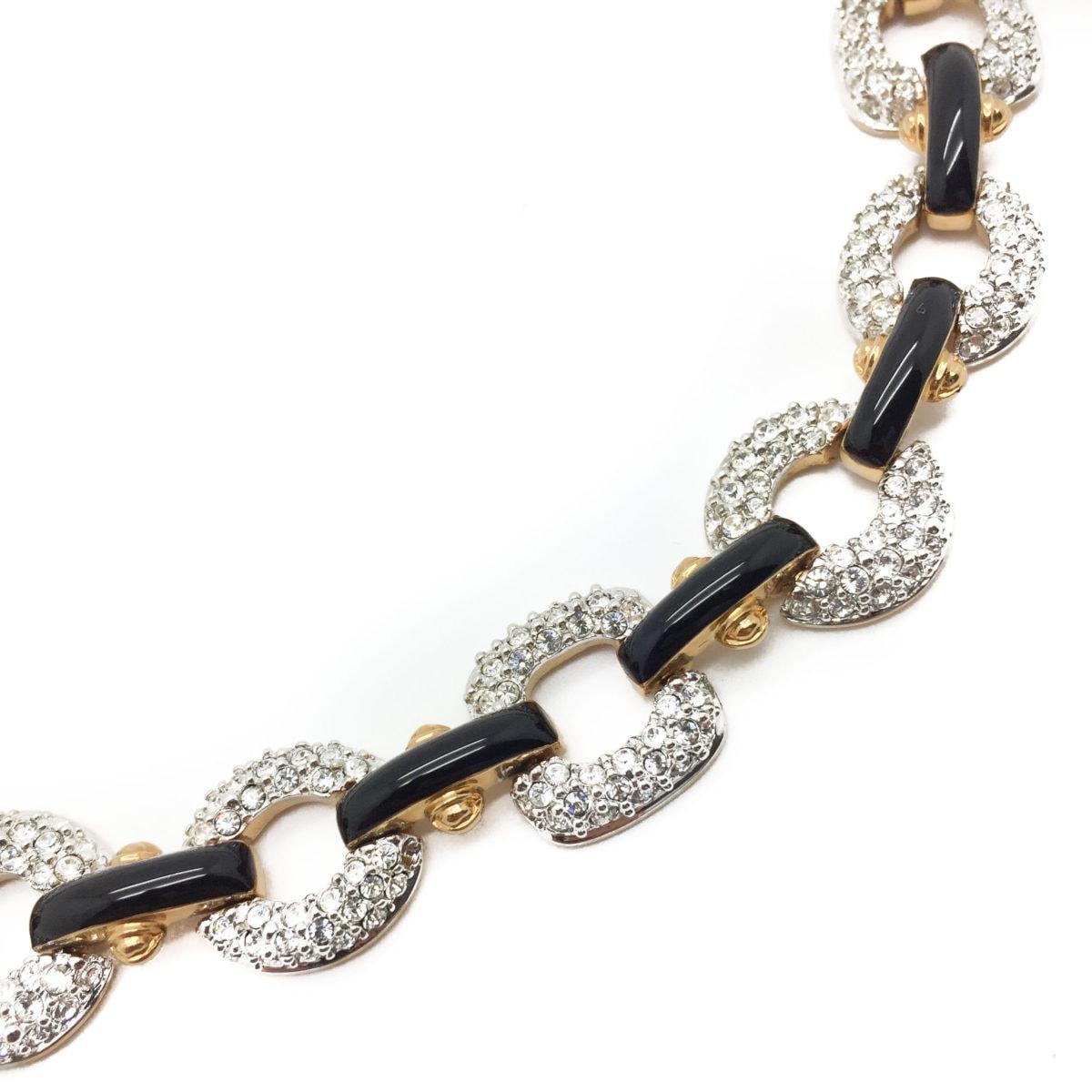 Vintage Swarovski-Kristall & schwarze Emaille Glitterati-Kragen 1980er Jahre 1