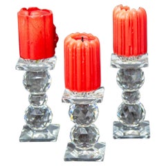 Vintage Swarovski Crystal Candle Holders Set of 3 Circa 1980