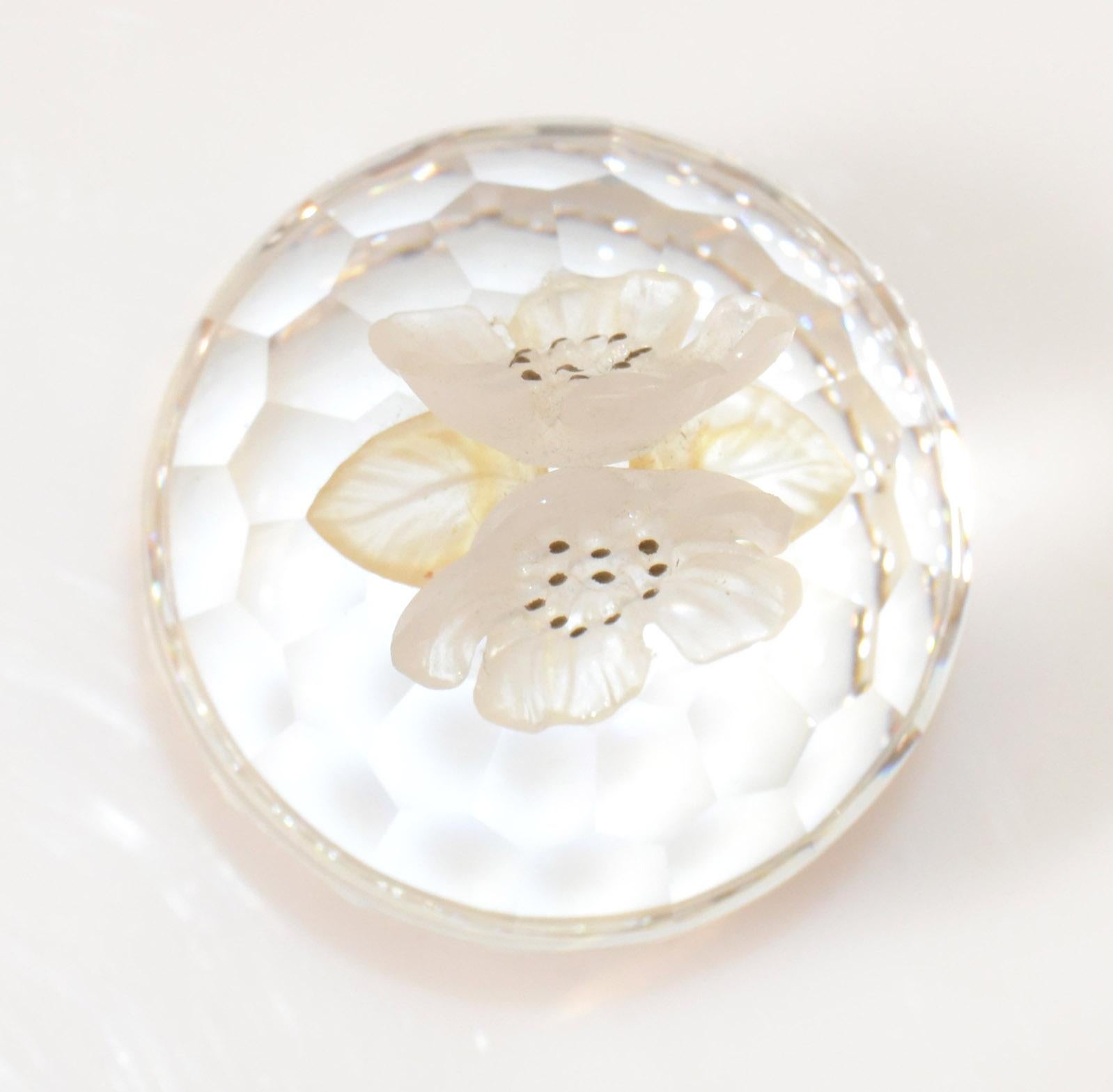 Vintage Swarovski Crystal Faceted Round Lidded Flower Ring Dish Bowl Keepsake 70 For Sale 3