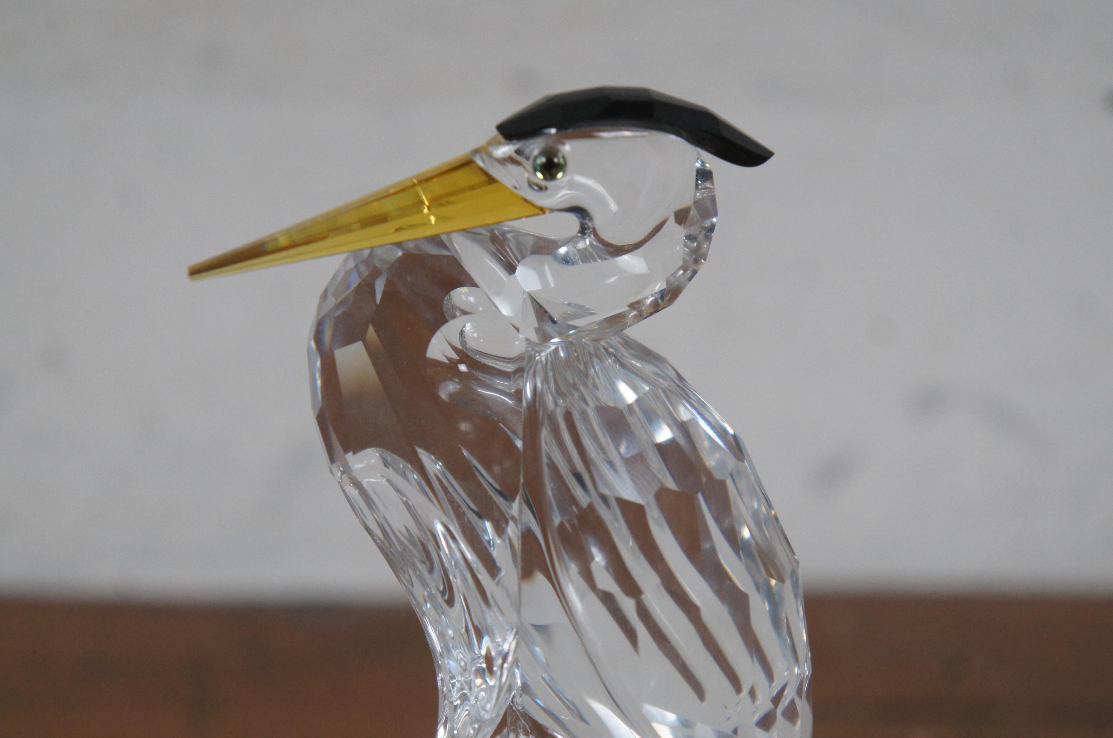 20th Century Vintage Swarovski Crystal Silver Heron Crane Bird Figurine Paperweight 6