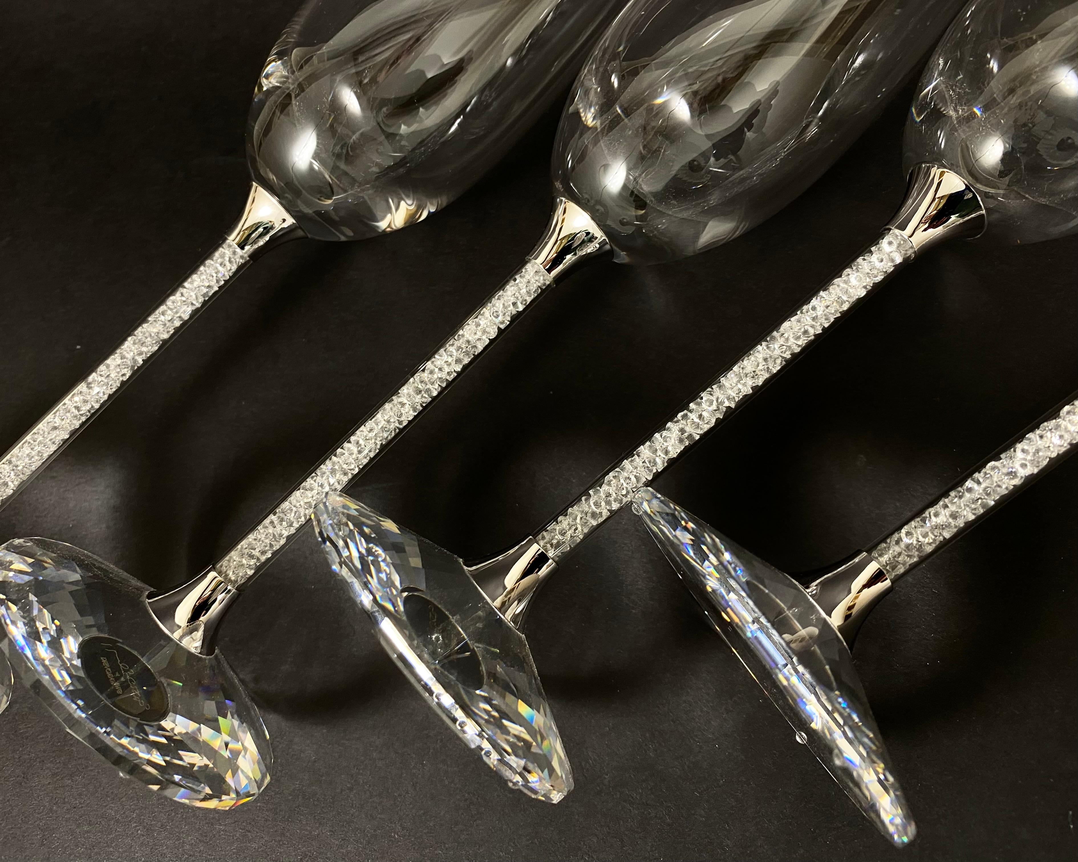 Late 20th Century Vintage Swarovski Crystal Toasting Flutes by Steven Weinberg, Set 4