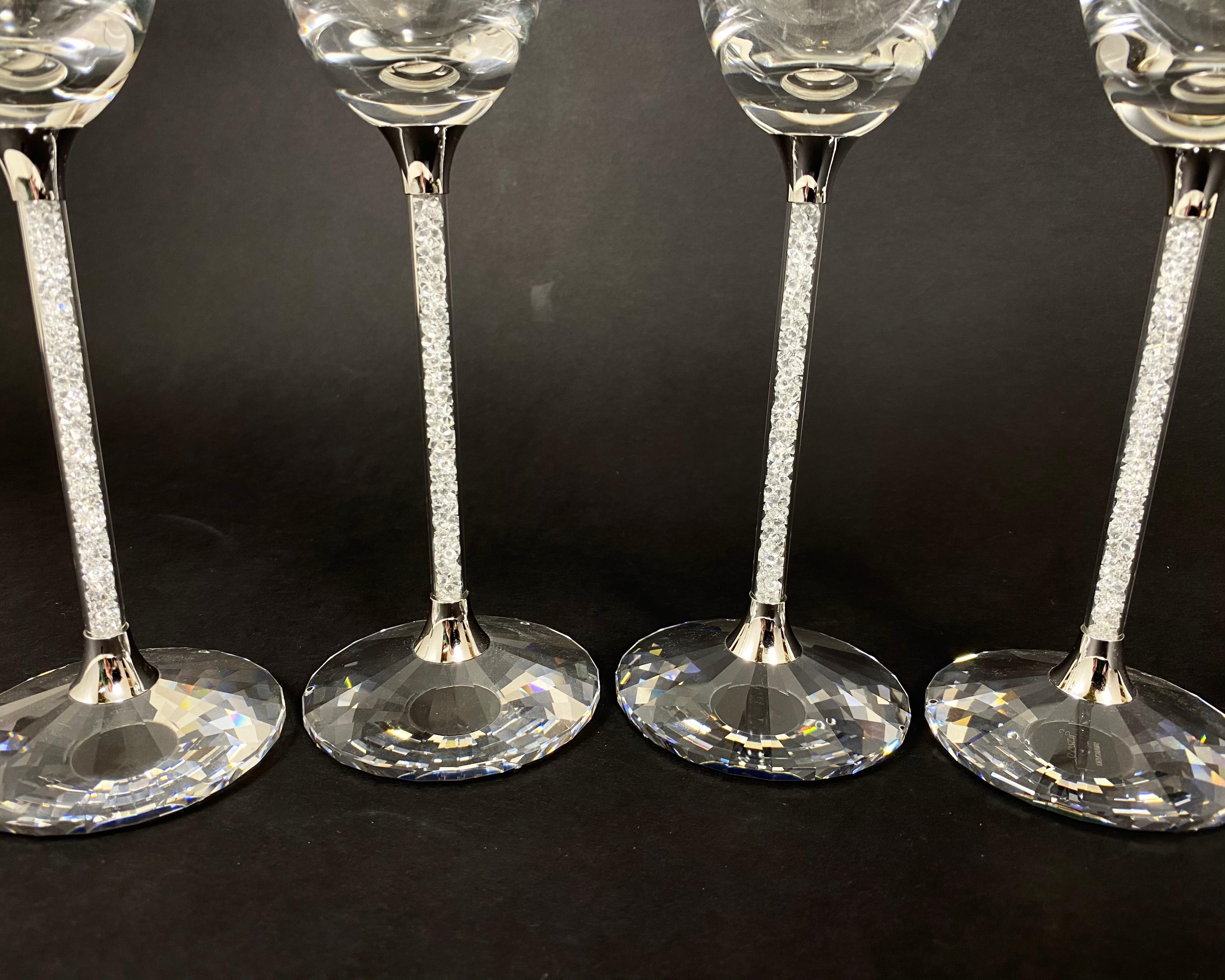 Vintage Swarovski Crystal Toasting Flutes by Steven Weinberg, Set 4 1