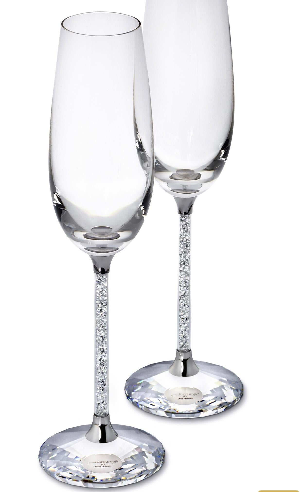 Vintage Swarovski Crystal Toasting Flutes by Steven Weinberg, Set 4 3