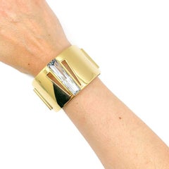 Vintage Swarovski Gold and Crystal Cuff Bracelet 1980s