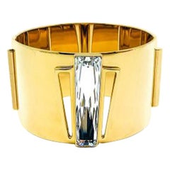 Vintage Swarovski Gold and Crystal Cuff Bracelet 1980s