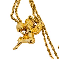 Collar de diseño vintage SWAROVSKI colgante de ángel de cristal dorado