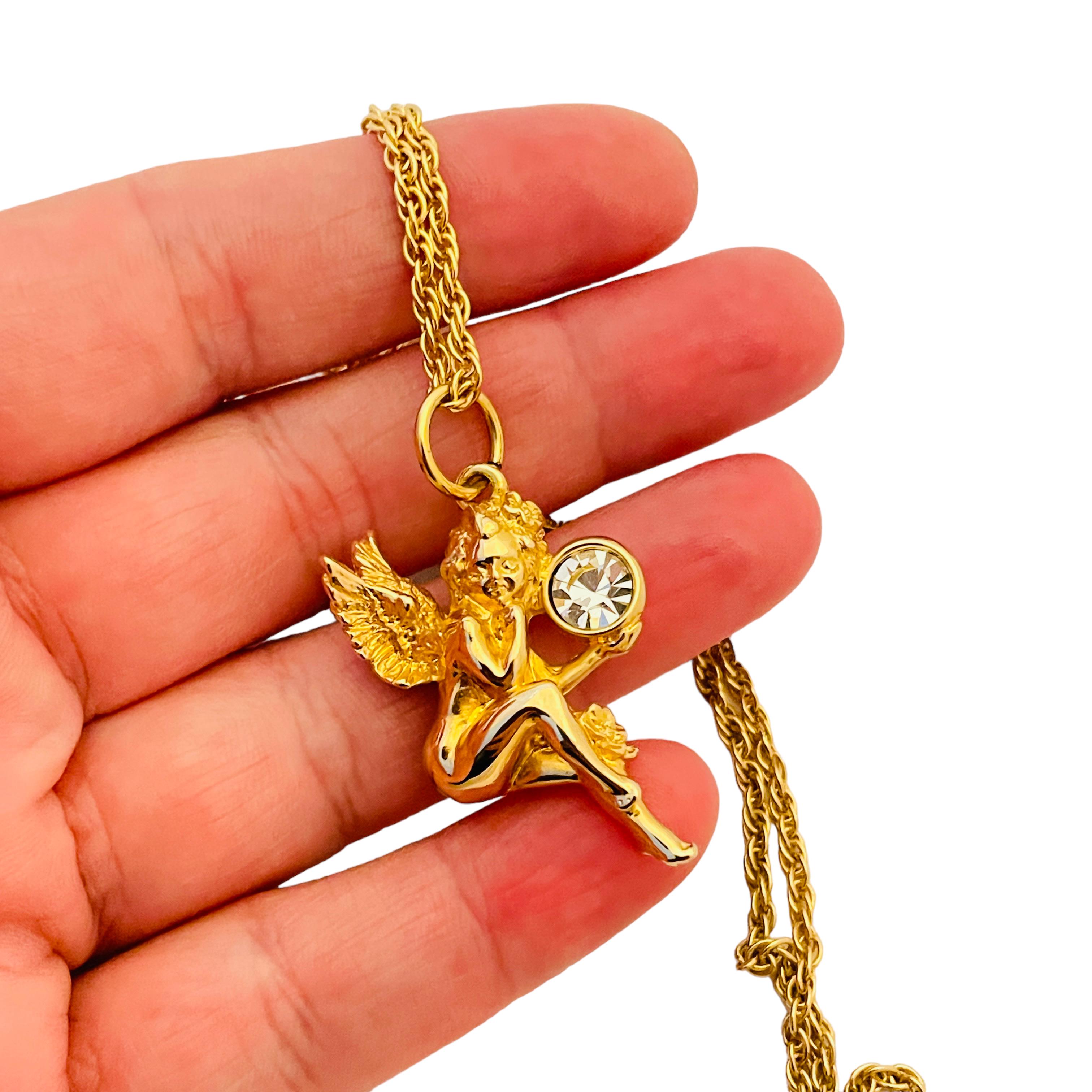 gold angelic swarovski necklace