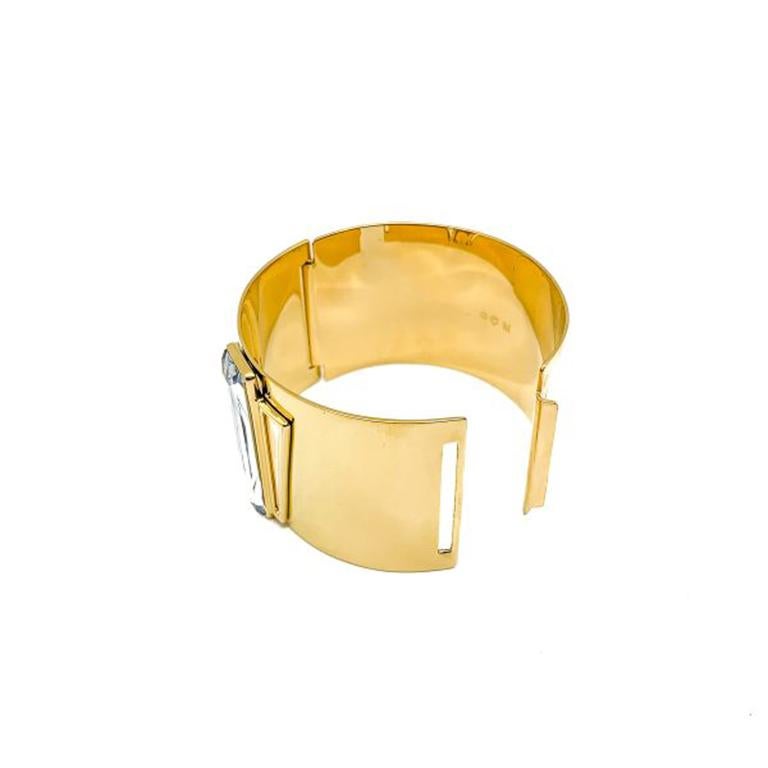 Bracelet manchette vintage en or et cristal Swarovski, années 1980 Pour femmes en vente