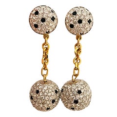 Vintage SWAROVSKI gold crystal dangle ball designer runway couture earrings