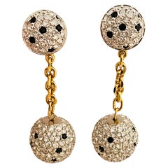 SWAROVSKI, boucles d'oreilles vintage de créateur de défilé couture avec boules pendantes en cristal doré