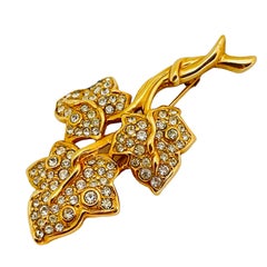 Vintage SWAROVSKI gold crystal flower brooch