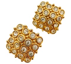 Orecchini a buco d'epoca di Swarovski in oro con strass di design