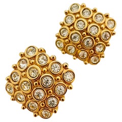 Orecchini a buco d'epoca di Swarovski in oro con strass di design