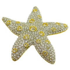 Vintage SWAROVSKI signed SAL gold plated crystals starfish designer brooch