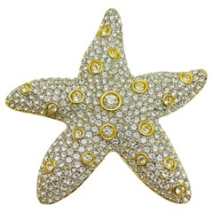 Vintage SWAROVSKI firmado SAL chapado en oro cristales estrella de mar broche de diseño