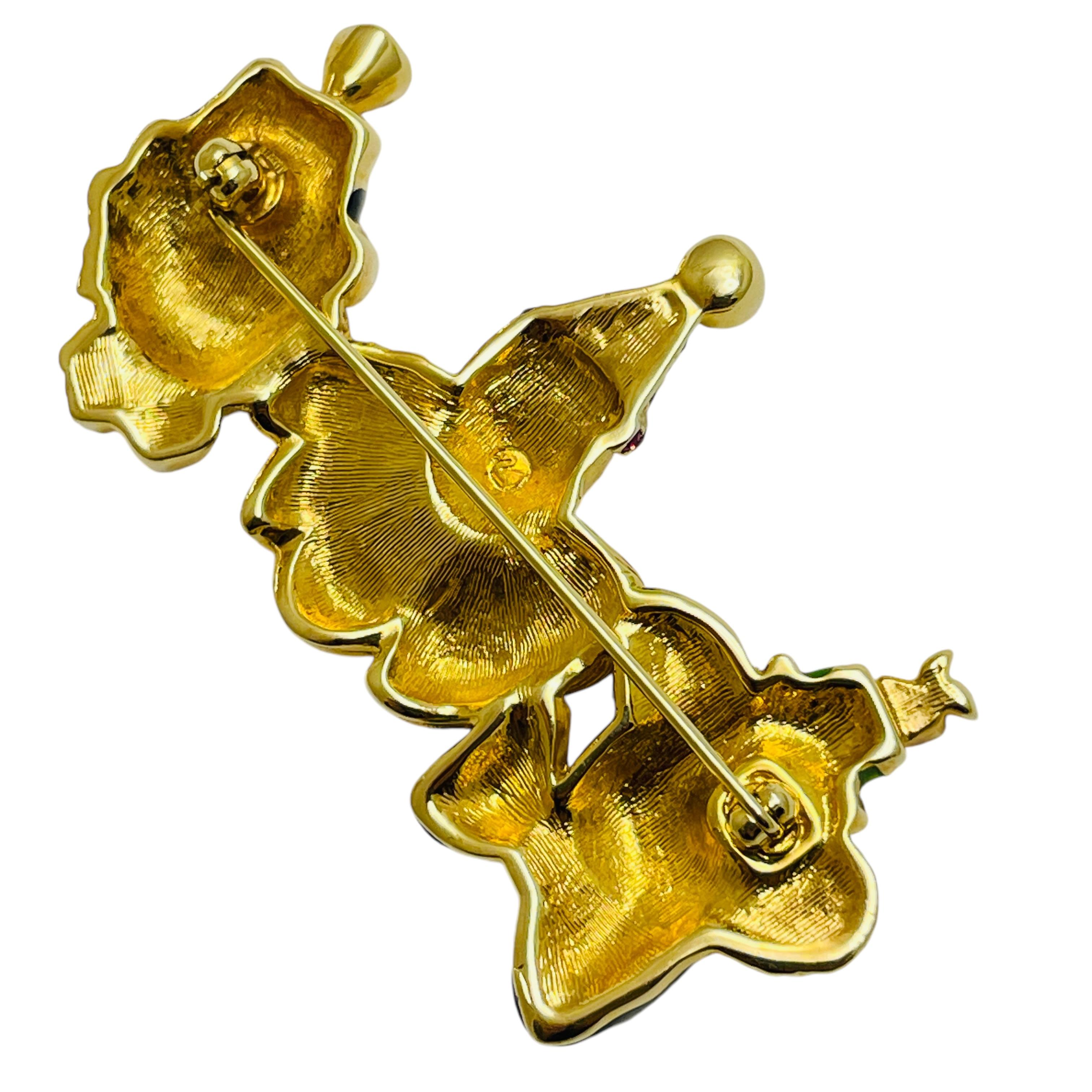 Vintage SWAROVSKI Schwan Logo signiert vergoldet Clown Zirkus Designer Brosche im Zustand „Gut“ im Angebot in Palos Hills, IL