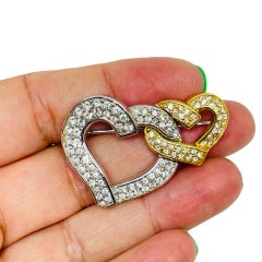 Vintage SWAROVSKI swan signed gold silver plated crystals hearts designer brooch