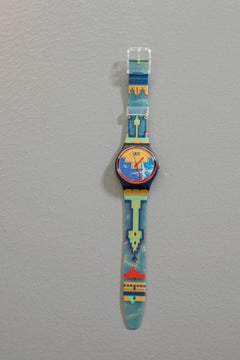 Vintage Swatch Blue Flamingo GN114 Year 1991 Original Box