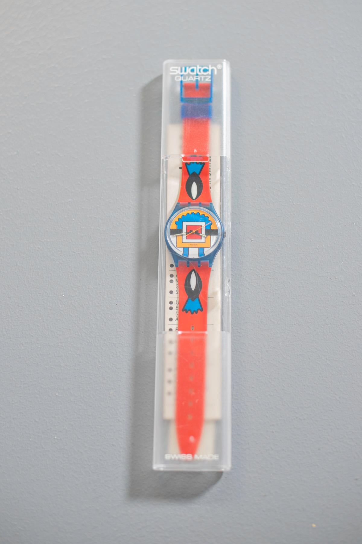 Vintage Swatch GN129 Paella Jahr 1993 Original Box im Zustand „Gut“ im Angebot in Milano, IT