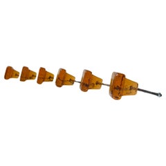 Vintage Swedish Amber Glass Door/Drawer Knobs, 1960s, Set of 6