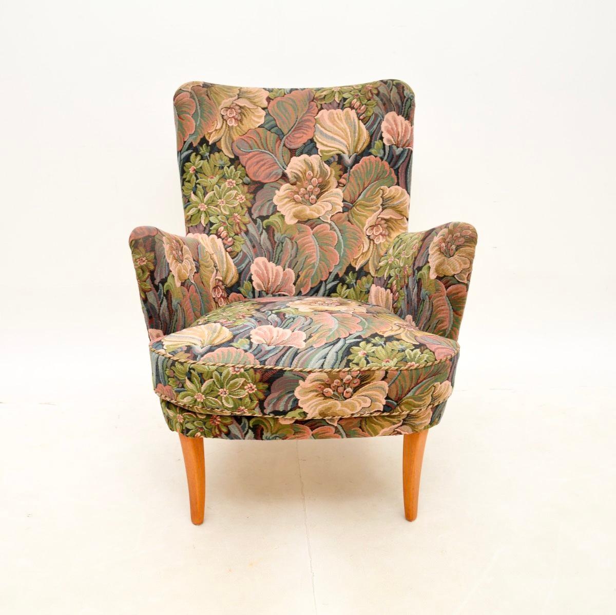 Mid-Century Modern Vintage Swedish Armchair by Carl Malmsten For Sale