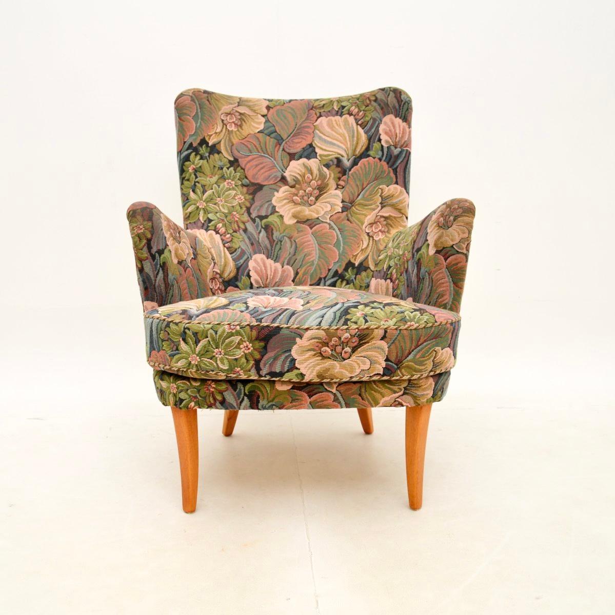 Mid-20th Century Vintage Swedish Armchair by Carl Malmsten For Sale