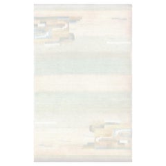 Vintage Swedish Art Deco Abstract Beige Flatweave Carpet Finnish