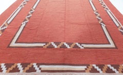Vintage Swedish Art Deco Flatweave Carpet Finnish Rug By Alestalon Mattokutomo