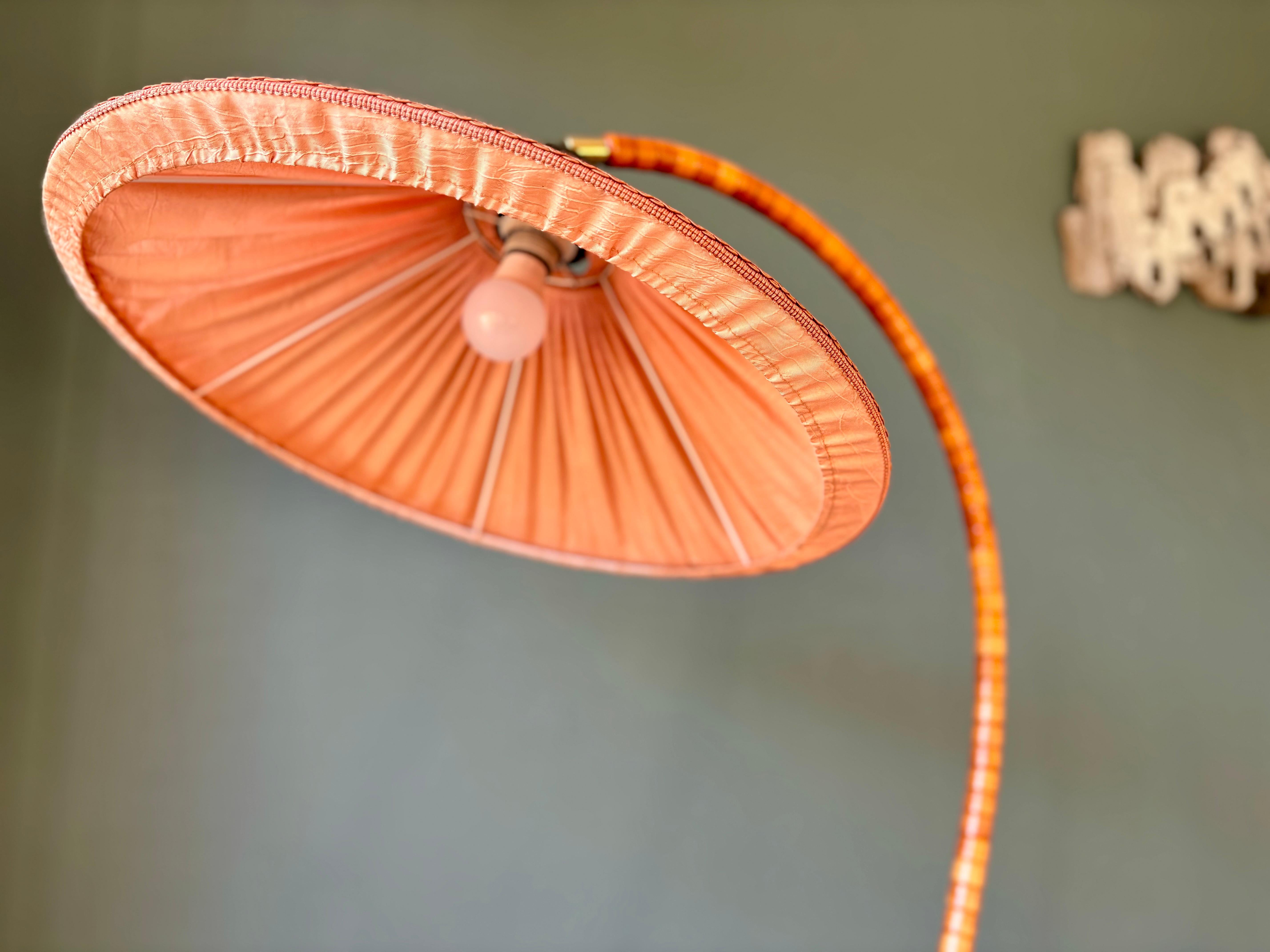 Vintage Swedish Art Deco Style Wooden Markslöjd Floor Lamp, 1960s In Good Condition For Sale In Copenhagen, DK