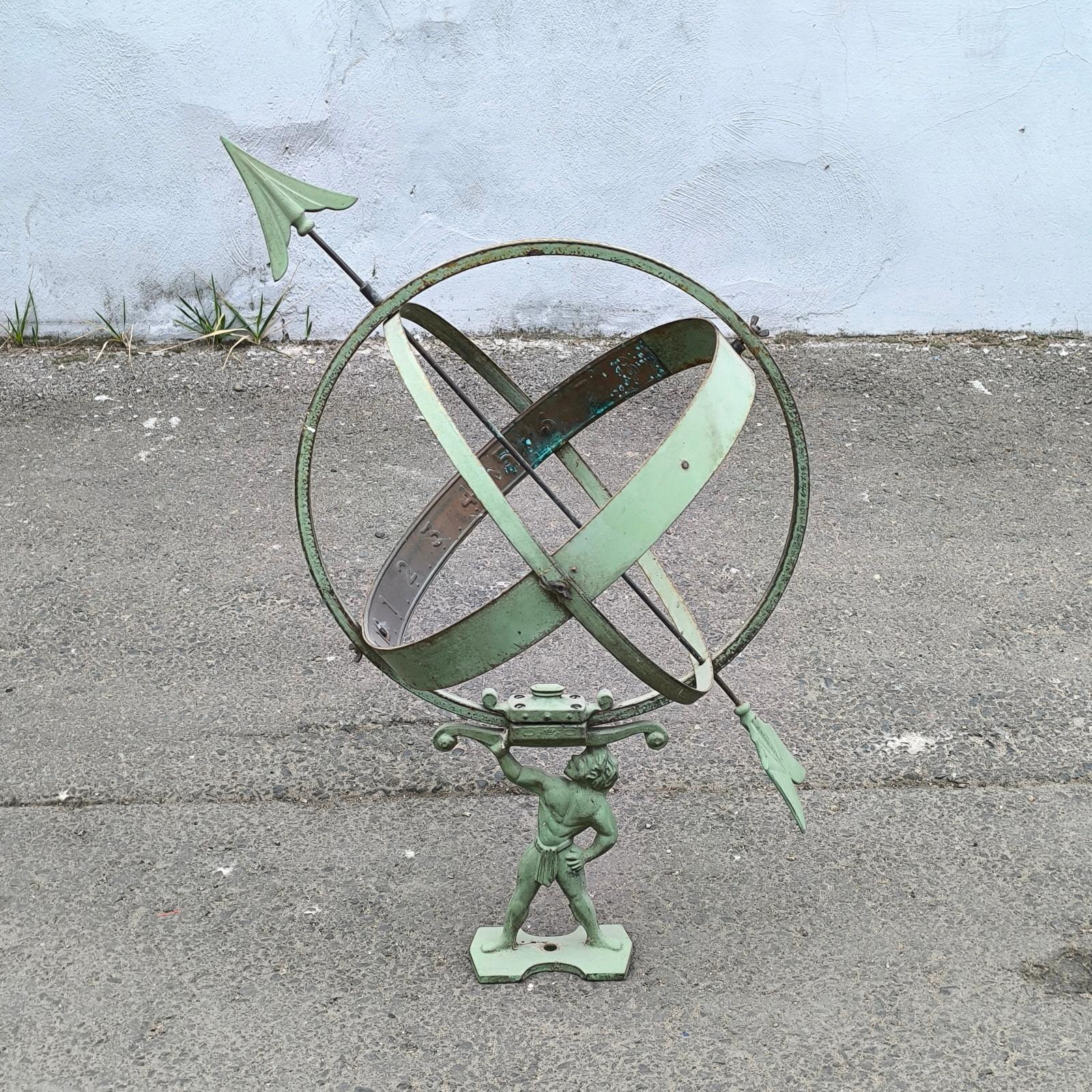 Art Deco Vintage Swedish Atlas Armillary Sundial Attributed to Sune Roth For Sale