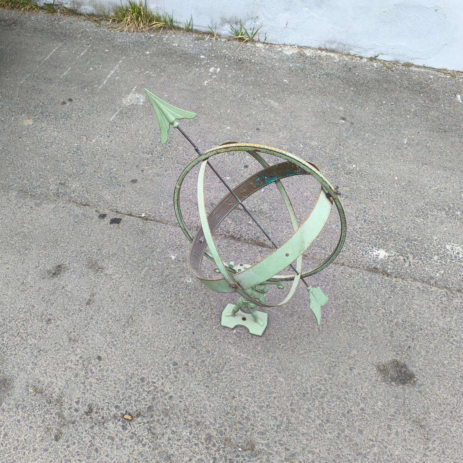 European Vintage Swedish Atlas Armillary Sundial Attributed to Sune Roth