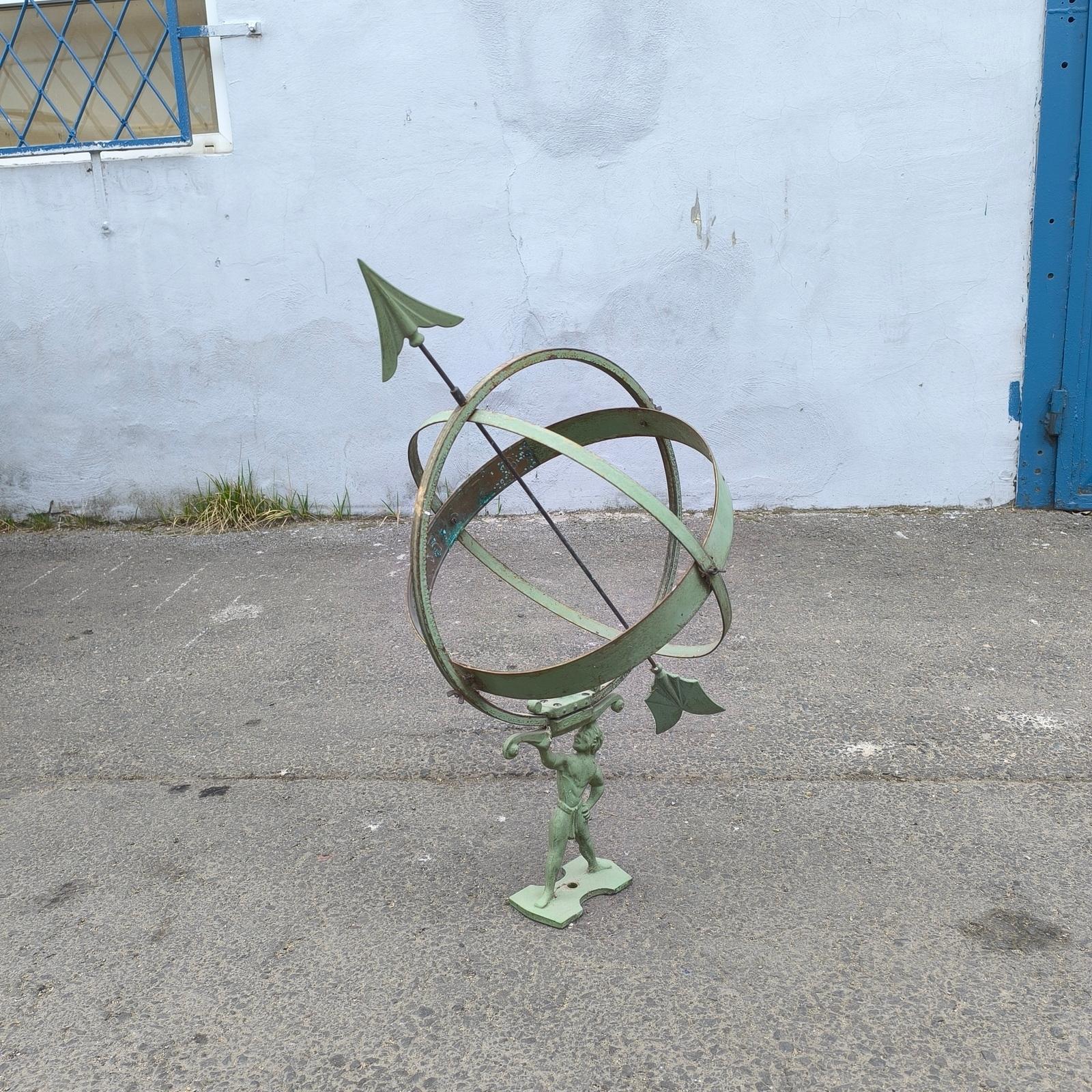 Vintage Swedish Atlas Armillary Sundial Attributed to Sune Roth For Sale 1