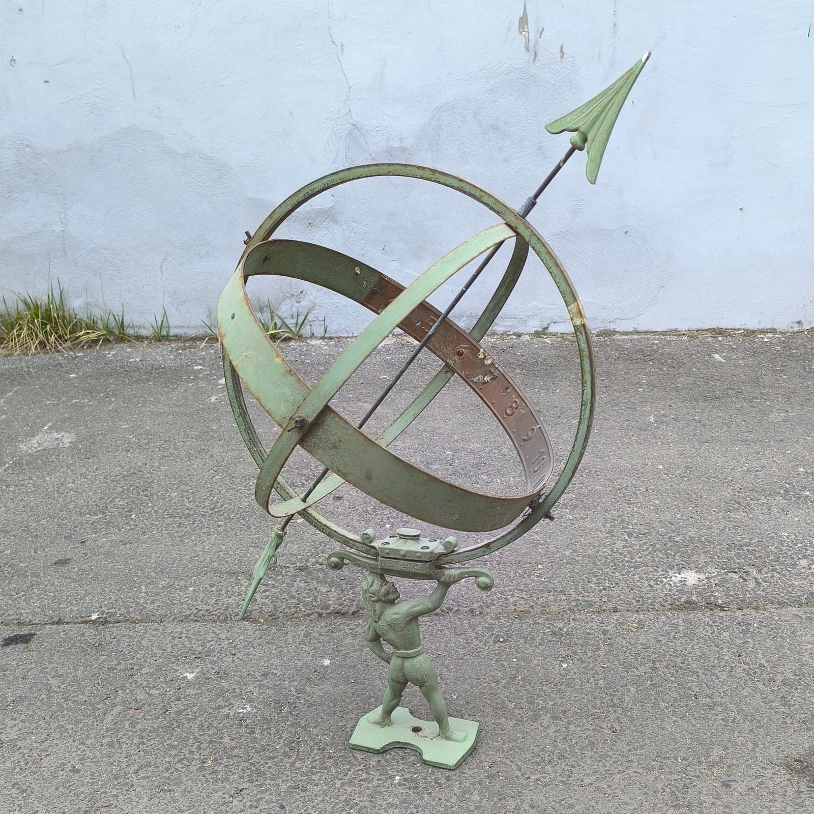 Vintage Swedish Atlas Armillary Sundial Attributed to Sune Roth For Sale 2