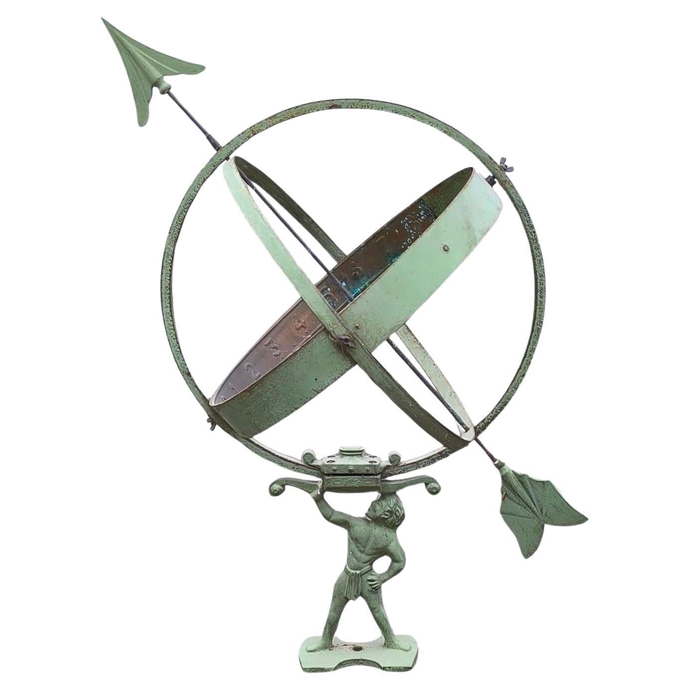 Vintage Swedish Atlas Armillary Sundial Attributed to Sune Roth For Sale