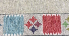 Vintage Swedish Beige Flatweave Carpet By Bitte Ahlgren Signed "BA"