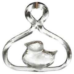 Vintage Swedish Bird Window Decoration in Glass by Bertil Vallien, 1970s