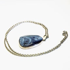 Vintage Swedish Blue Stone Silverpendant by Ove Nordström, 1970s