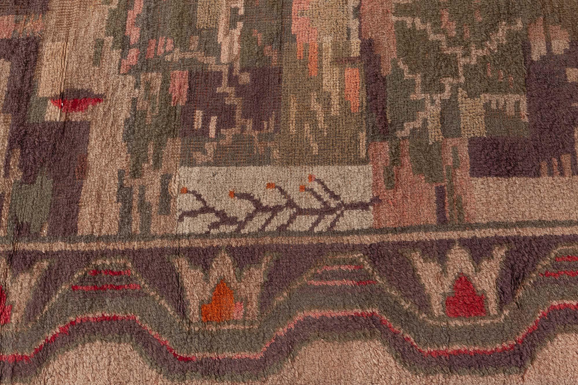Vintage Swedish Bold Abstract Design Carpet
Size: 9'9