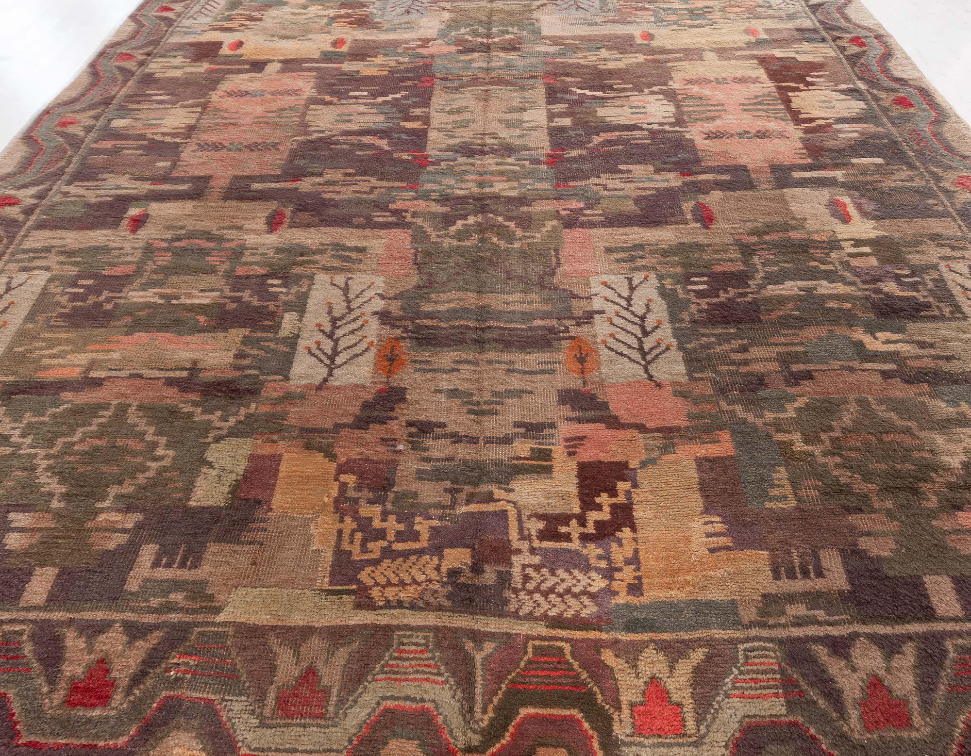 Schwedischer Vintage-Teppich im kühnen abstrakten Design im Zustand „Gut“ im Angebot in New York, NY