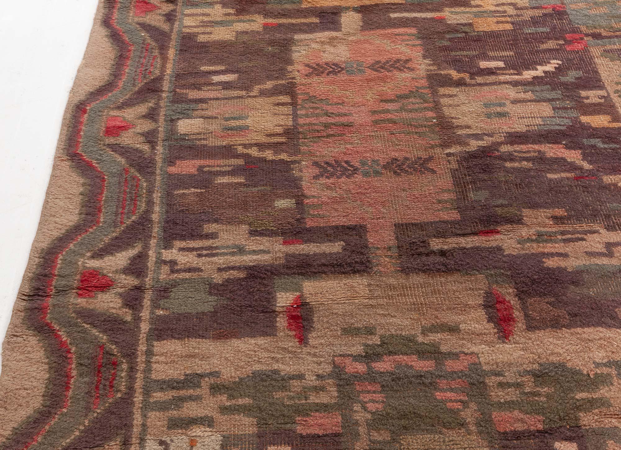 Wool Vintage Swedish Bold Abstract Design Carpet For Sale