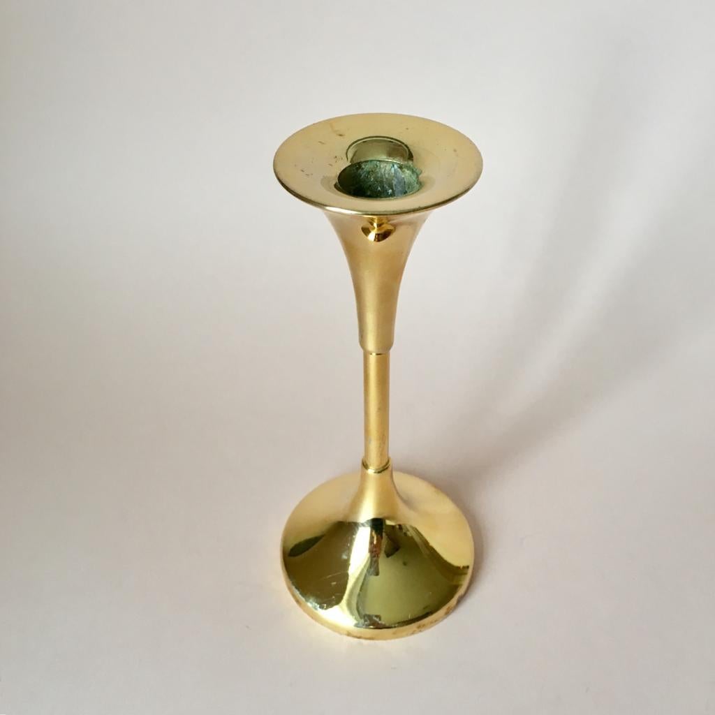 Hollywood Regency Vintage Swedish Brass Candleholder For Sale