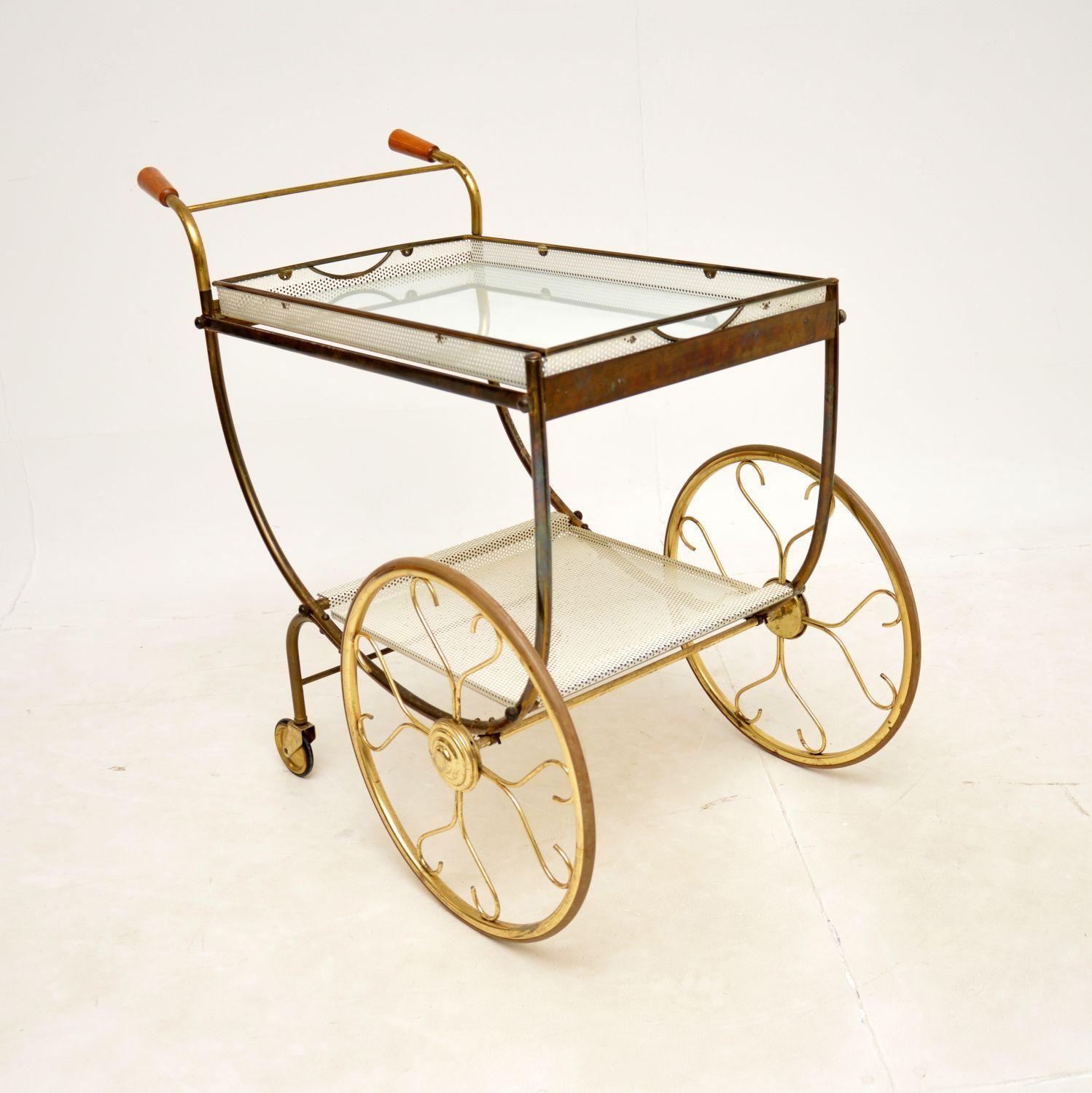 Mid-Century Modern Vintage Swedish Brass Drinks Trolley by Josef Frank