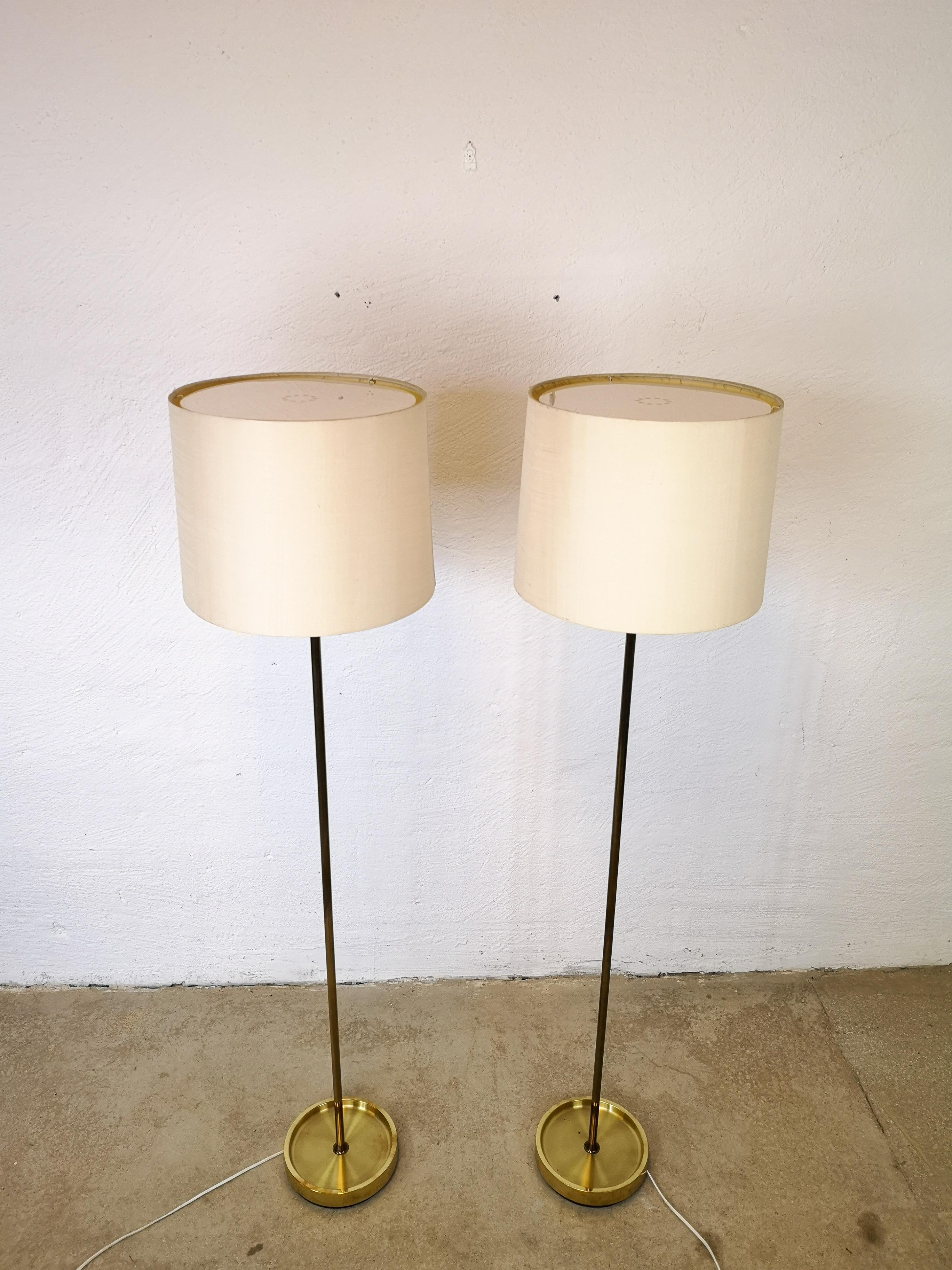 Scandinavian Modern Vintage Swedish Brass Floor Lamps 1960s Fagerhults Belysning