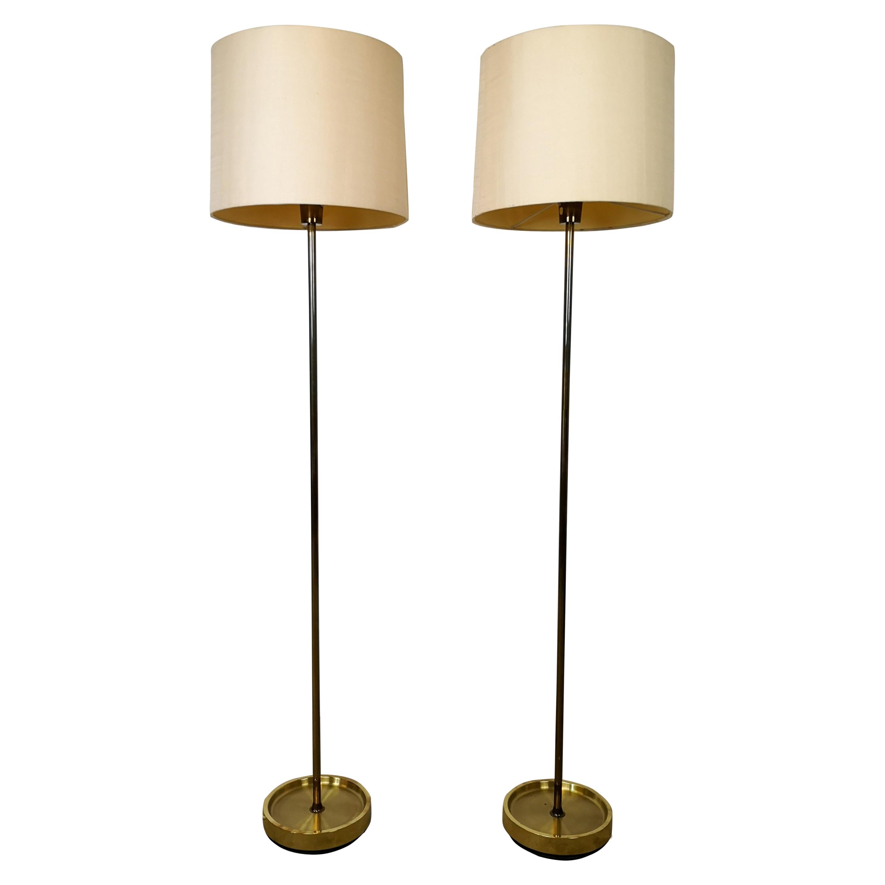 Vintage Swedish Brass Floor Lamps 1960s Fagerhults Belysning