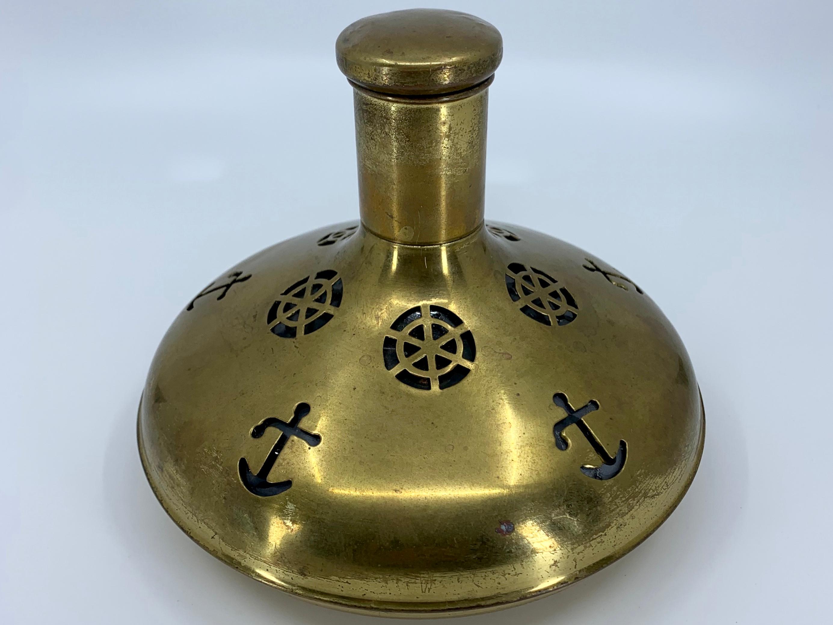 Vintage Swedish Brass Nautical Flask In Good Condition In New York, NY