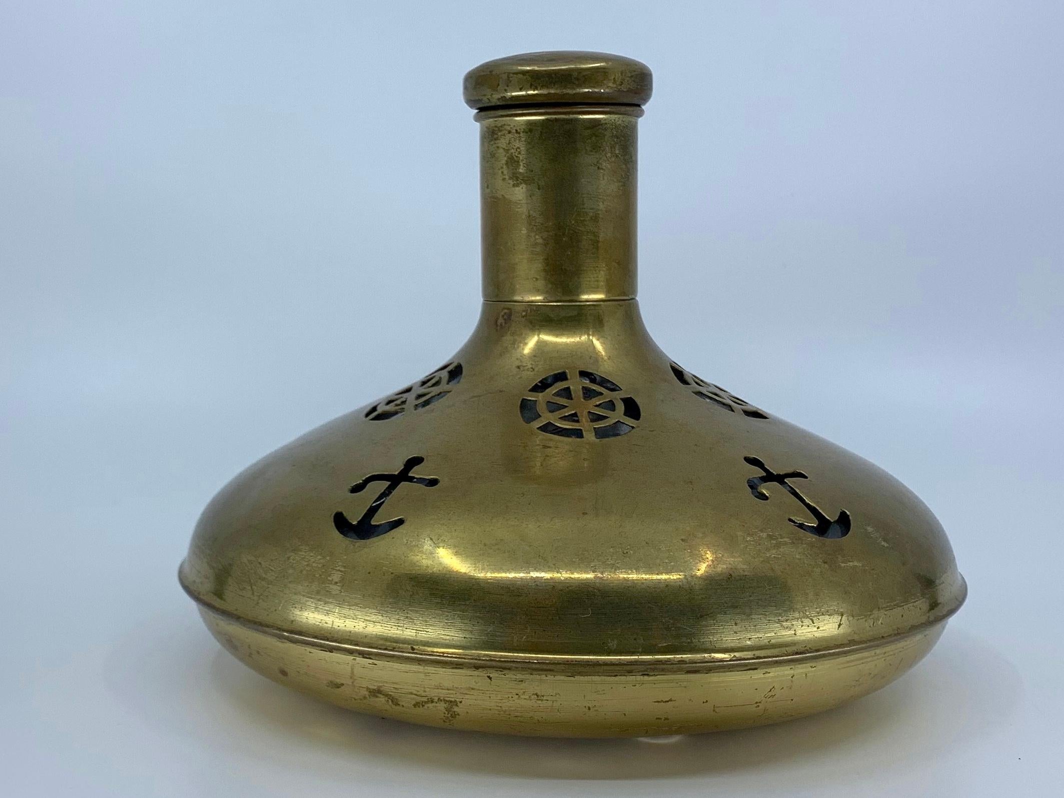 20th Century Vintage Swedish Brass Nautical Flask