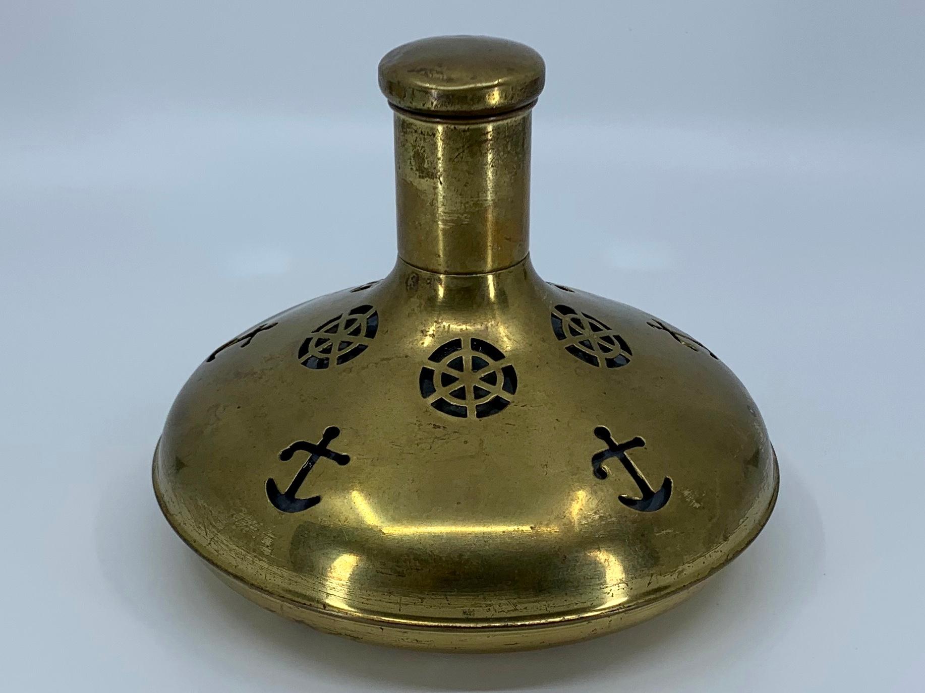 Vintage Swedish Brass Nautical Flask 1